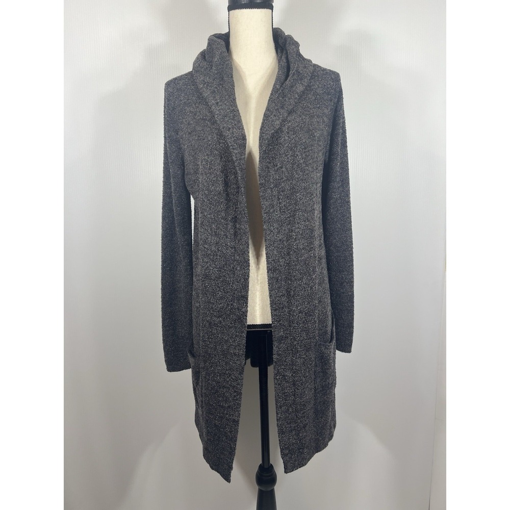 Barefoot Dreams CozyChic Lite Resort Cardigan Sz S Gray Long Open‎ Front Hooded